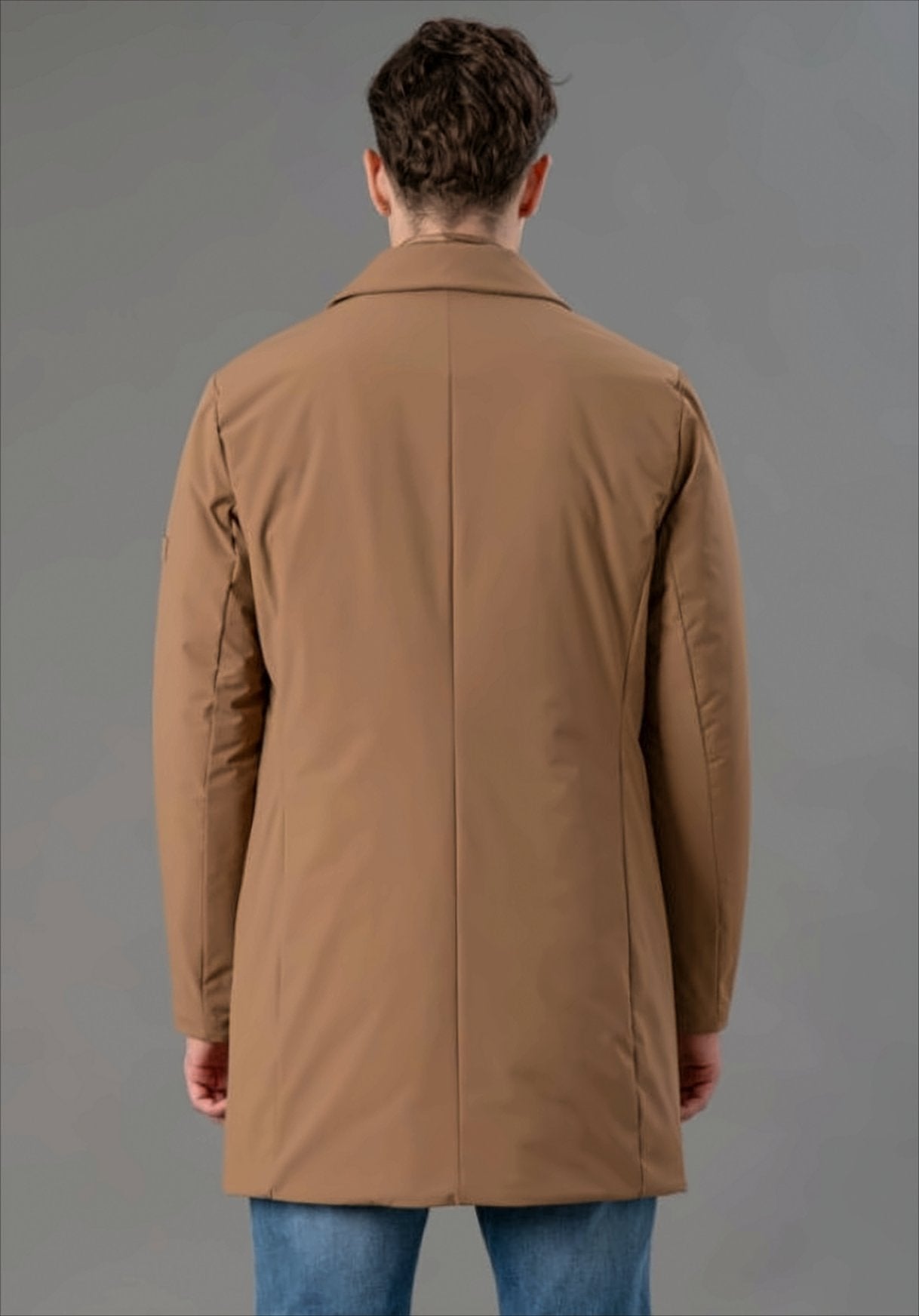 Mid-Length Camel Jacket With Detachable Bib