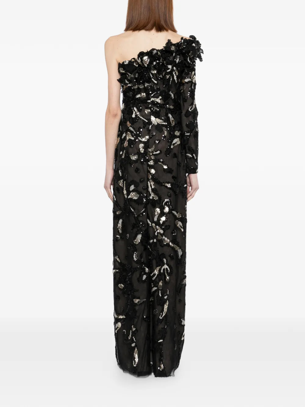 One-Shoulder Embroidered Tulle Dress