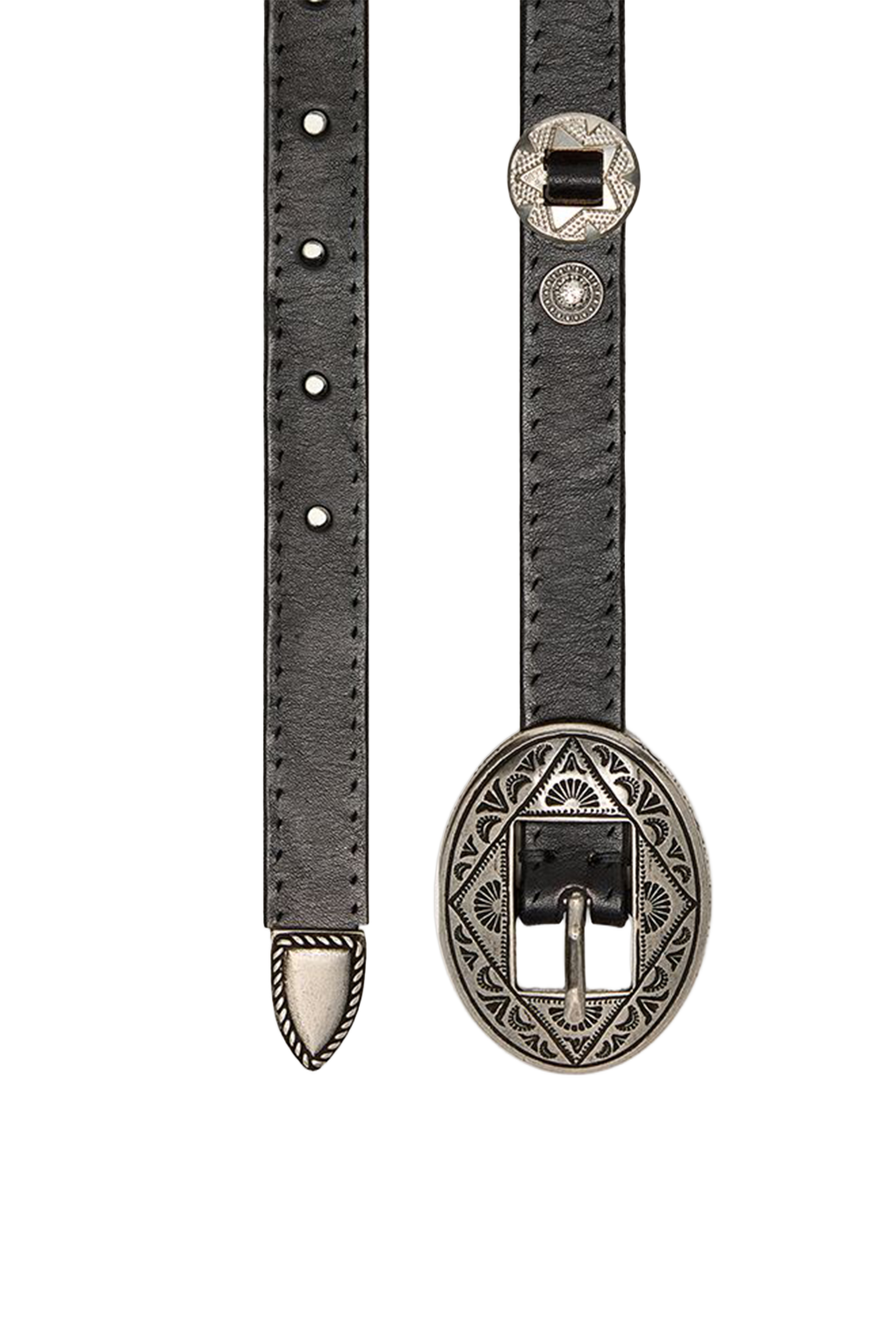Black Washed Leather Belt