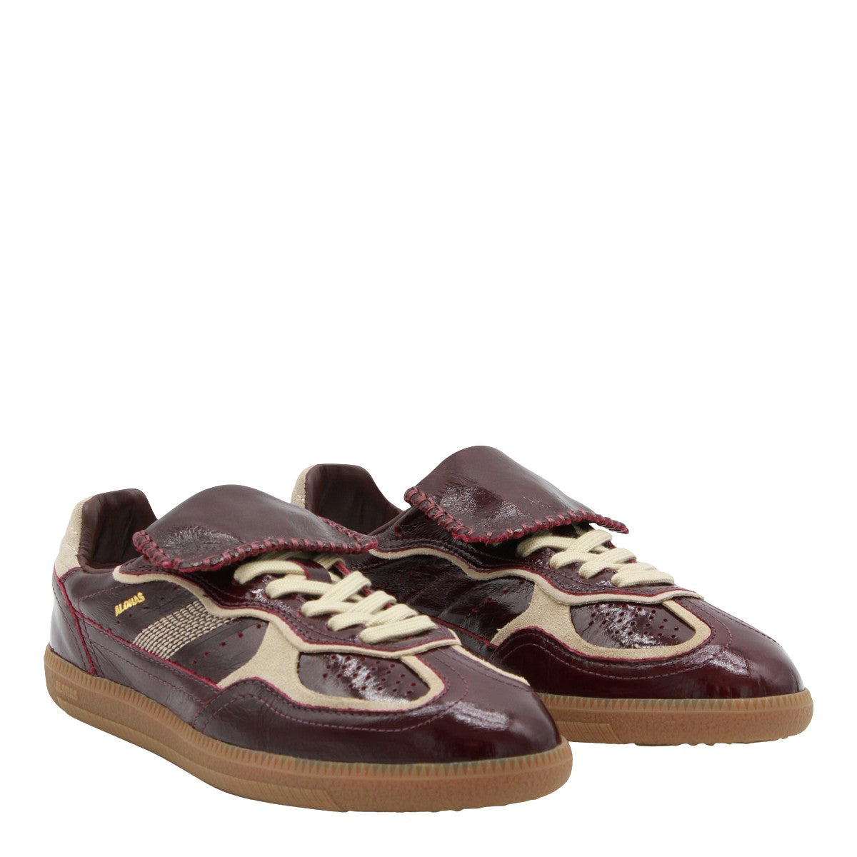 Glossy Burgundy Leather Sneakers