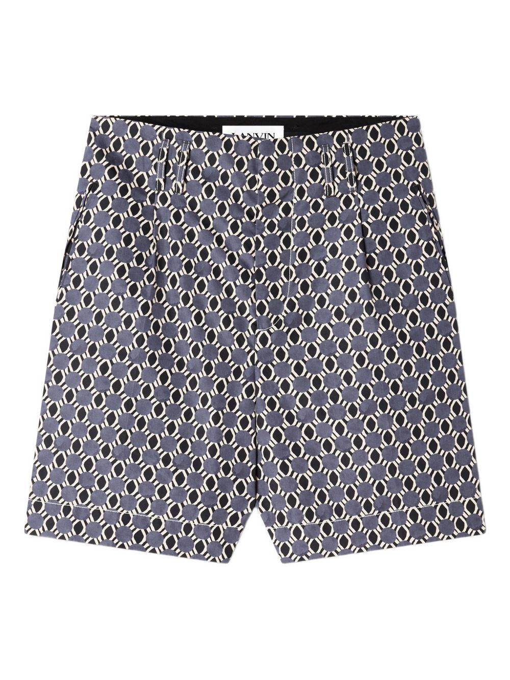 Grey Geometric Pattern Shorts With Side Pockets