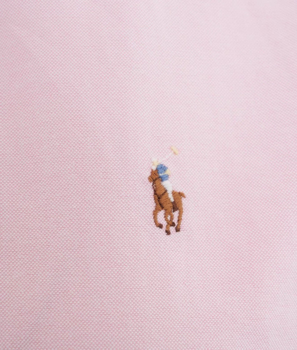 Light Pink Button-Up Shirt with Subtle Embroidered Logo