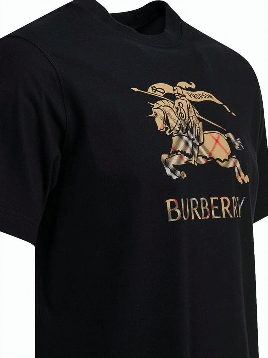 Classic Crew Neck Black T-Shirt with Equestrian Graphic