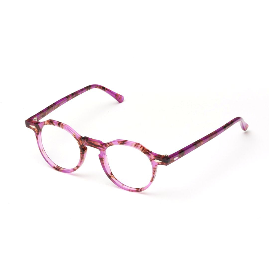 Justin Translucent Pink Round Frame Eyeglasses with Marbled Accents
