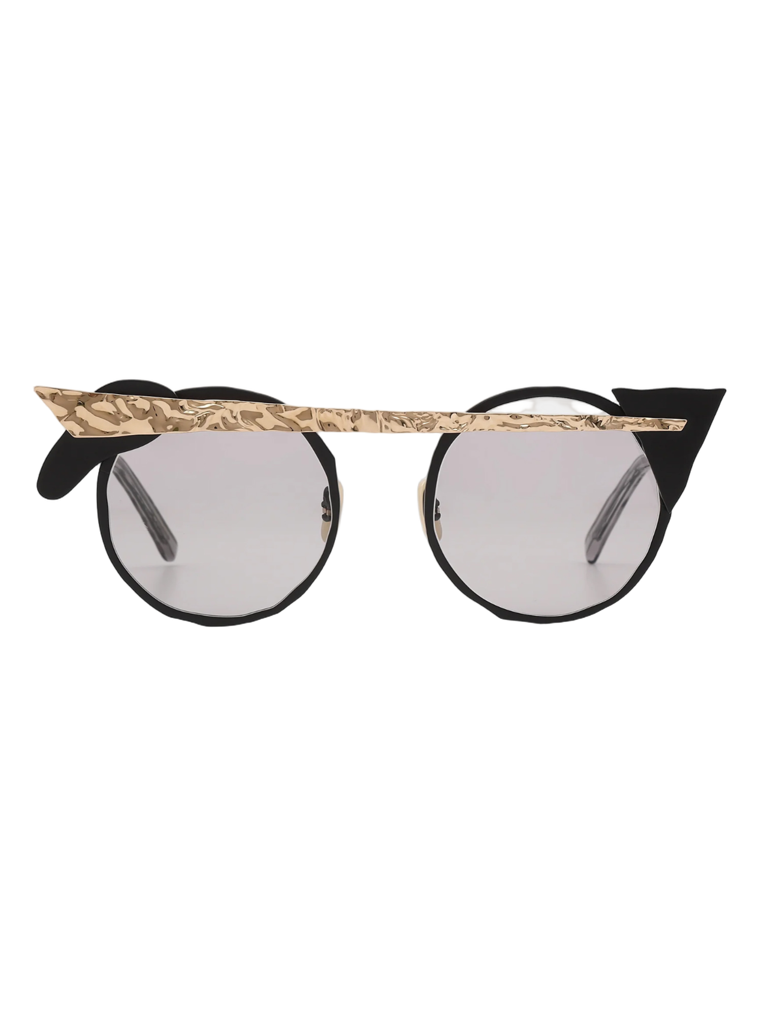Round-Tinted Titanium Sunglasses with Gold Accents