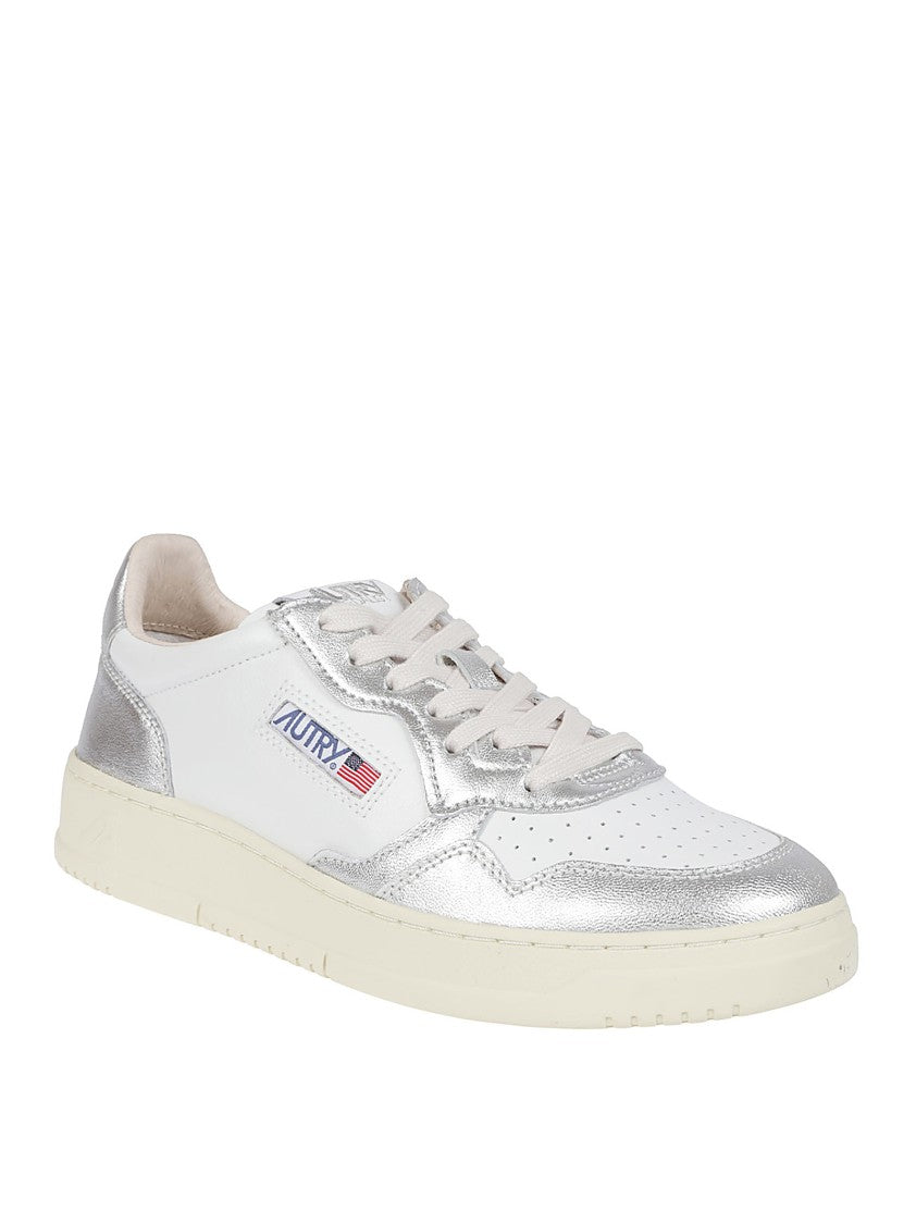 White Sneakers With Metallic Accents