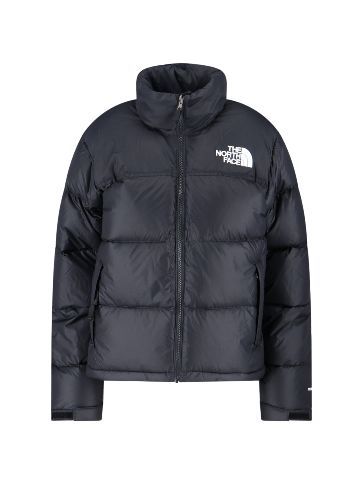 Quilted Black Down Coat With Removable Hood And Adjustable Features