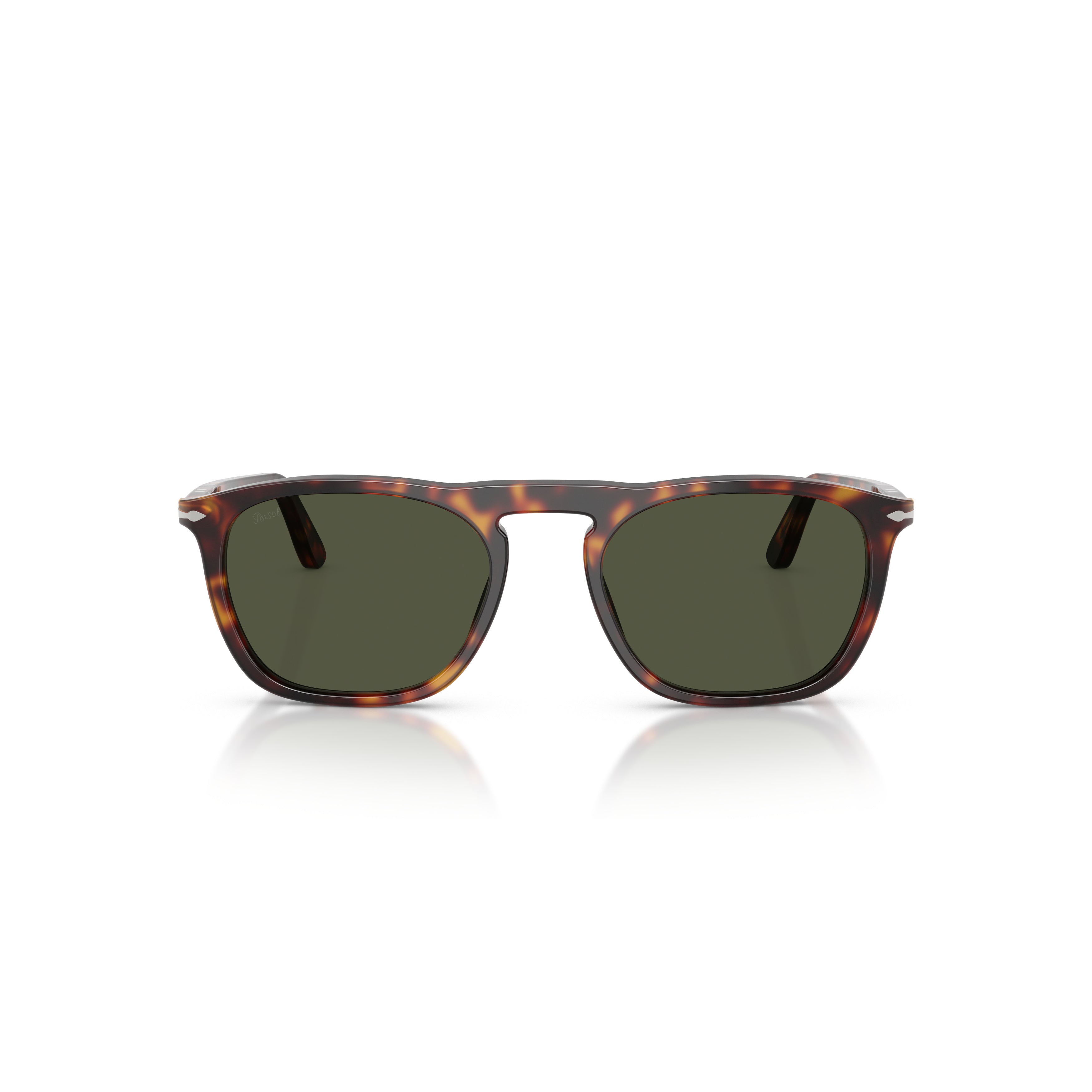 0po3391s Square Frame Tortoiseshell Acetate Sunglasses with Green Lenses