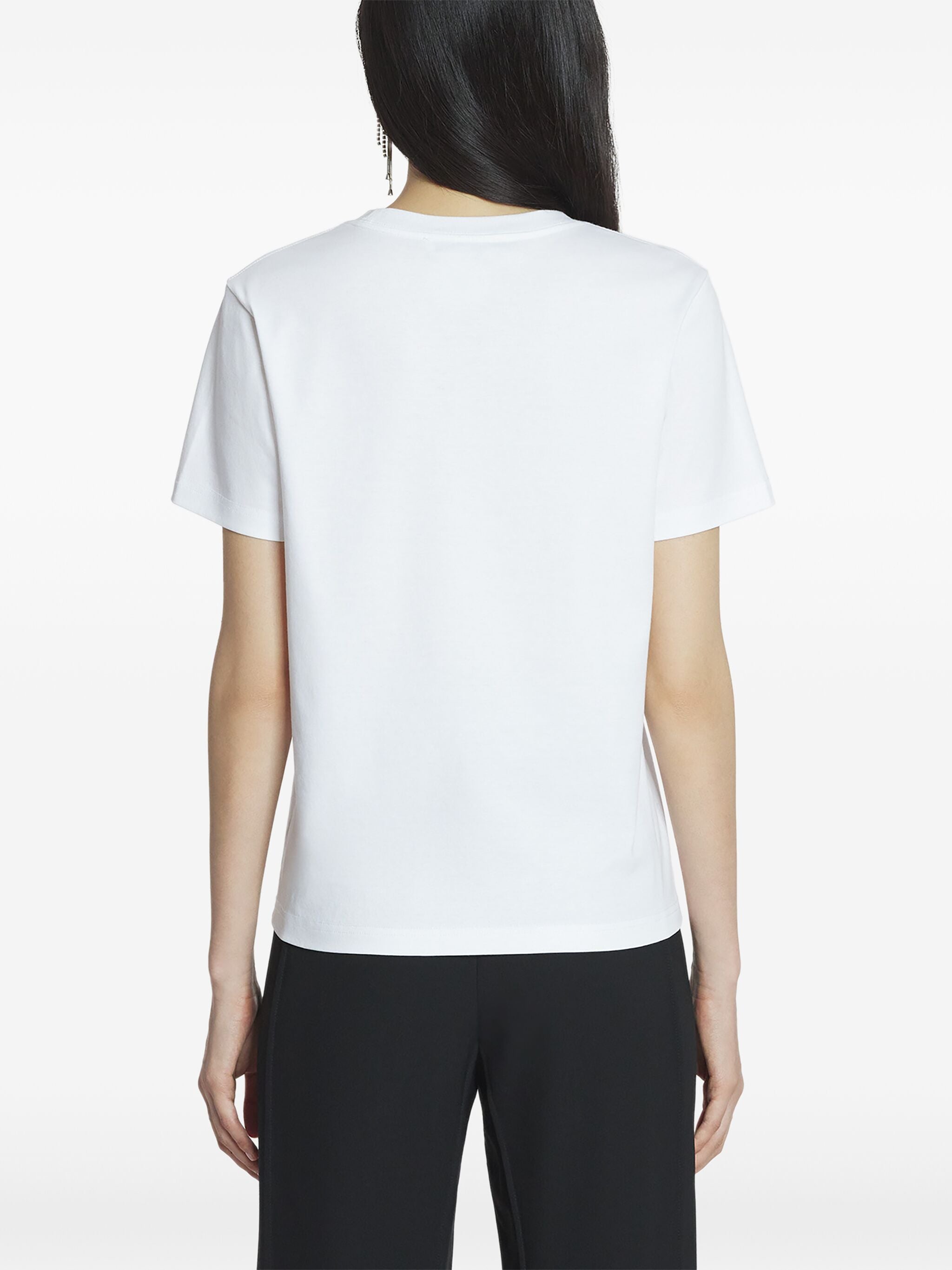 White Embroidered Script Logo Sequin T-Shirt