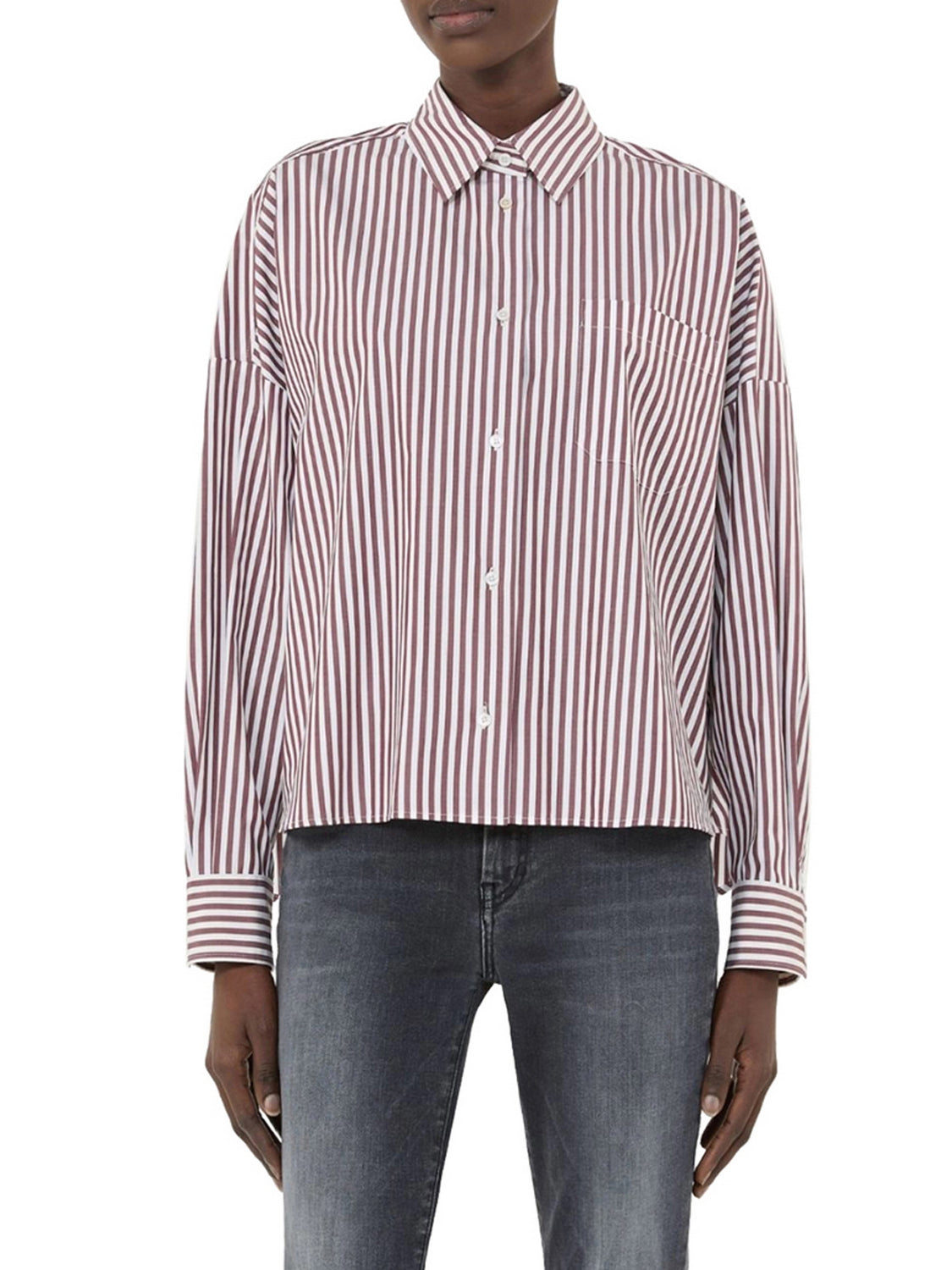 Bordeaux Striped Cotton Linen Shirt