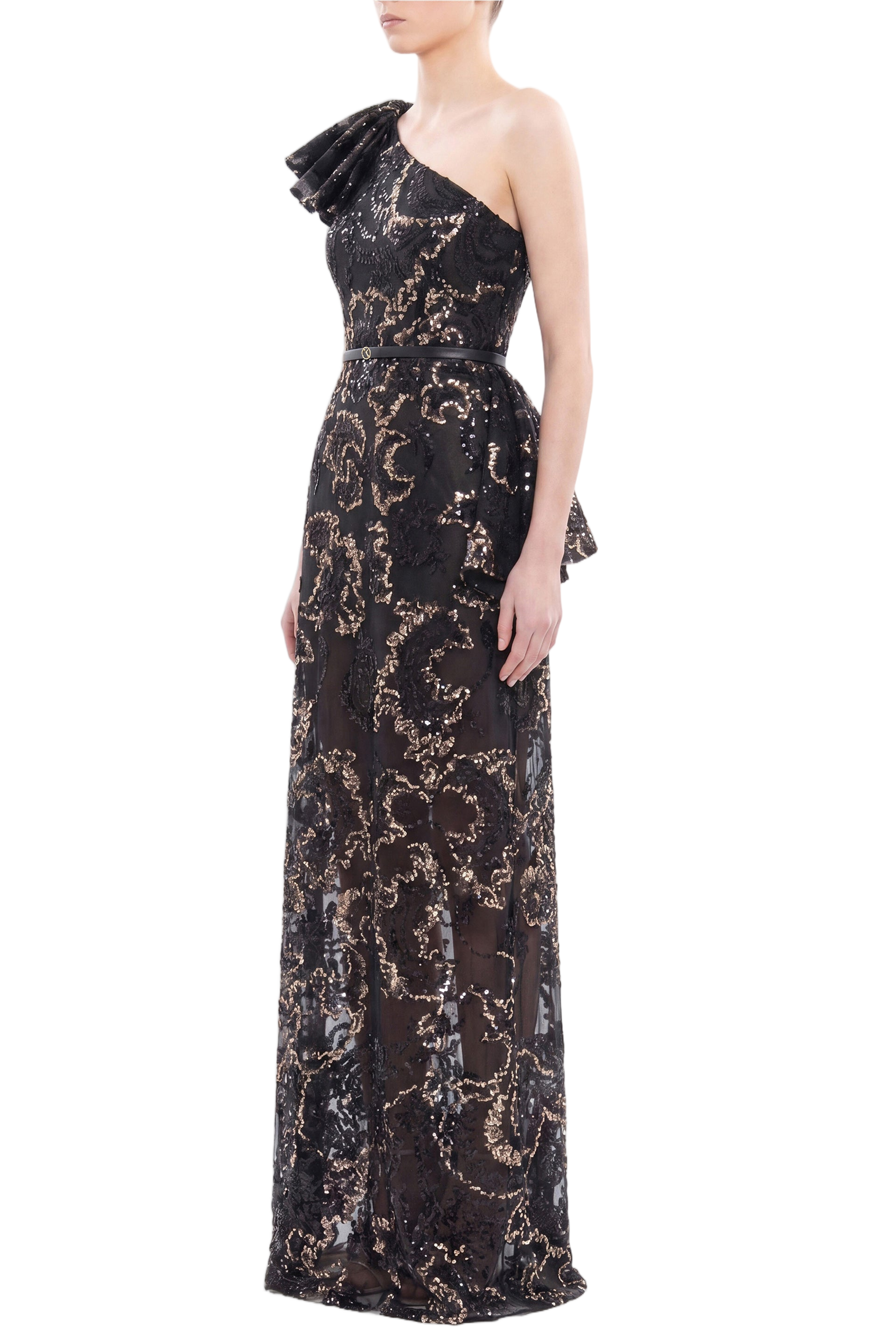 Ruffle Embroidered Long Dress