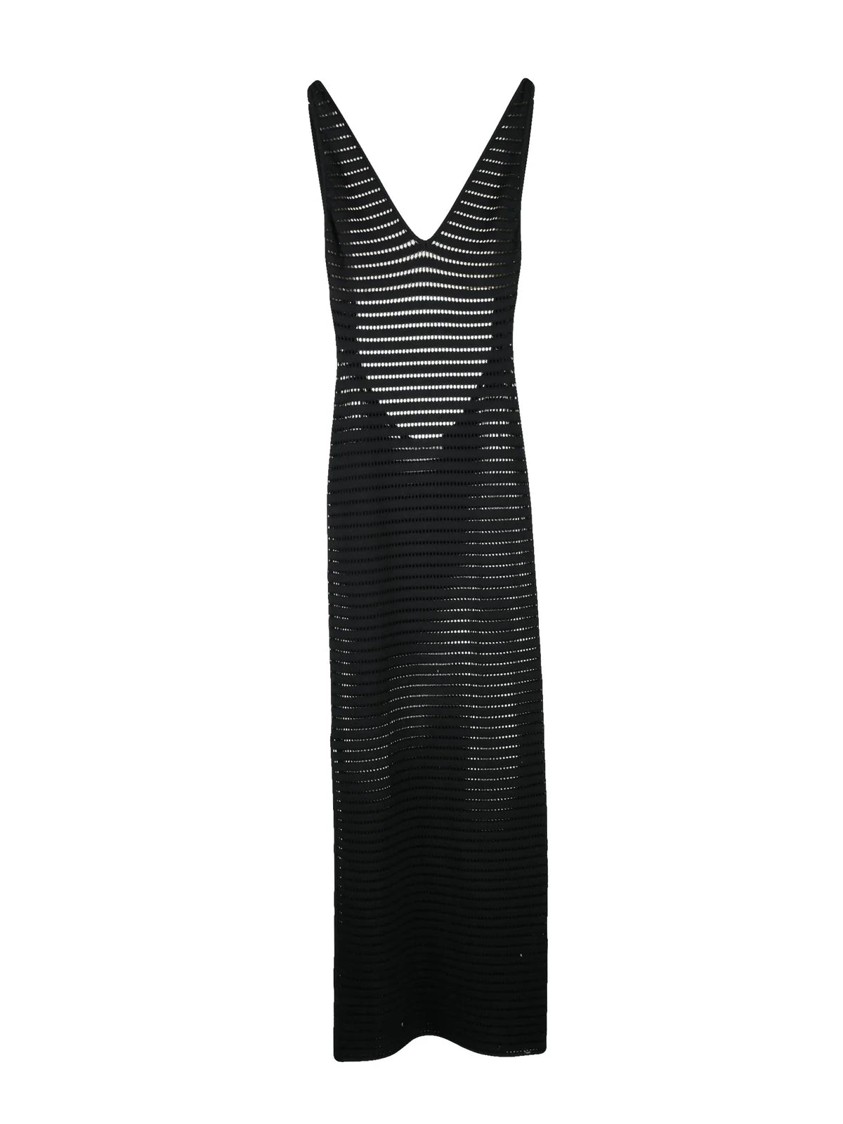 Black Viscose Polyester Women Long Stretch Knit Dress
