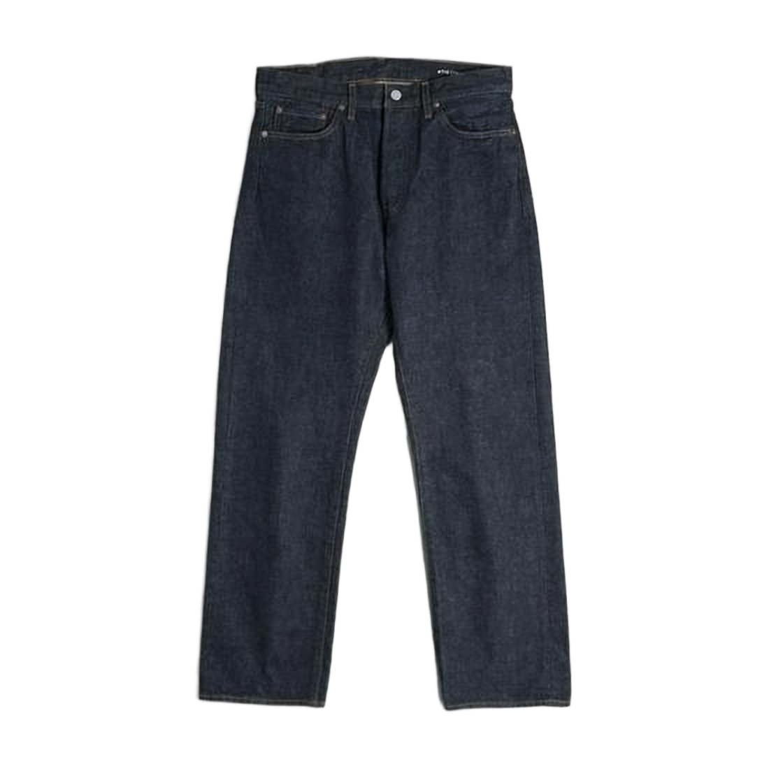 High-Waisted Indigo Denim Pants With Straight-Leg Silhouette