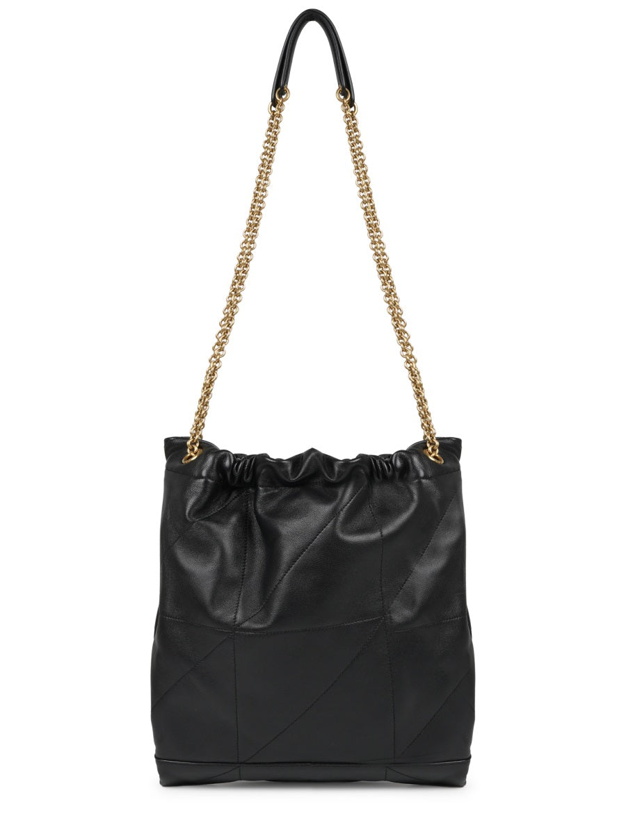 Quilted Lambskin Drawstring Shoulder Bag With Chain Straps