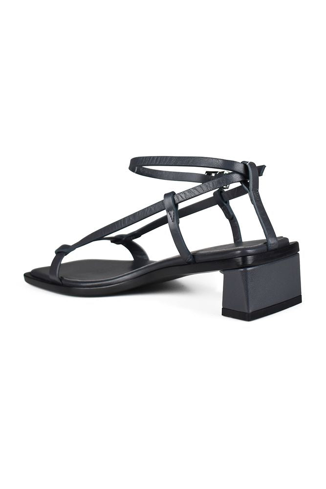 Smooth Grey Leather Linea Sandals