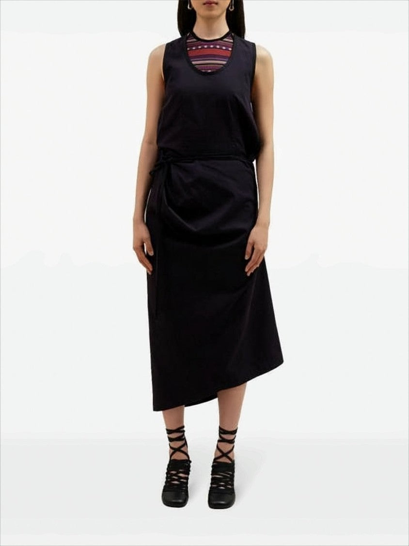 Draped Midi Dress with Side Tie Details