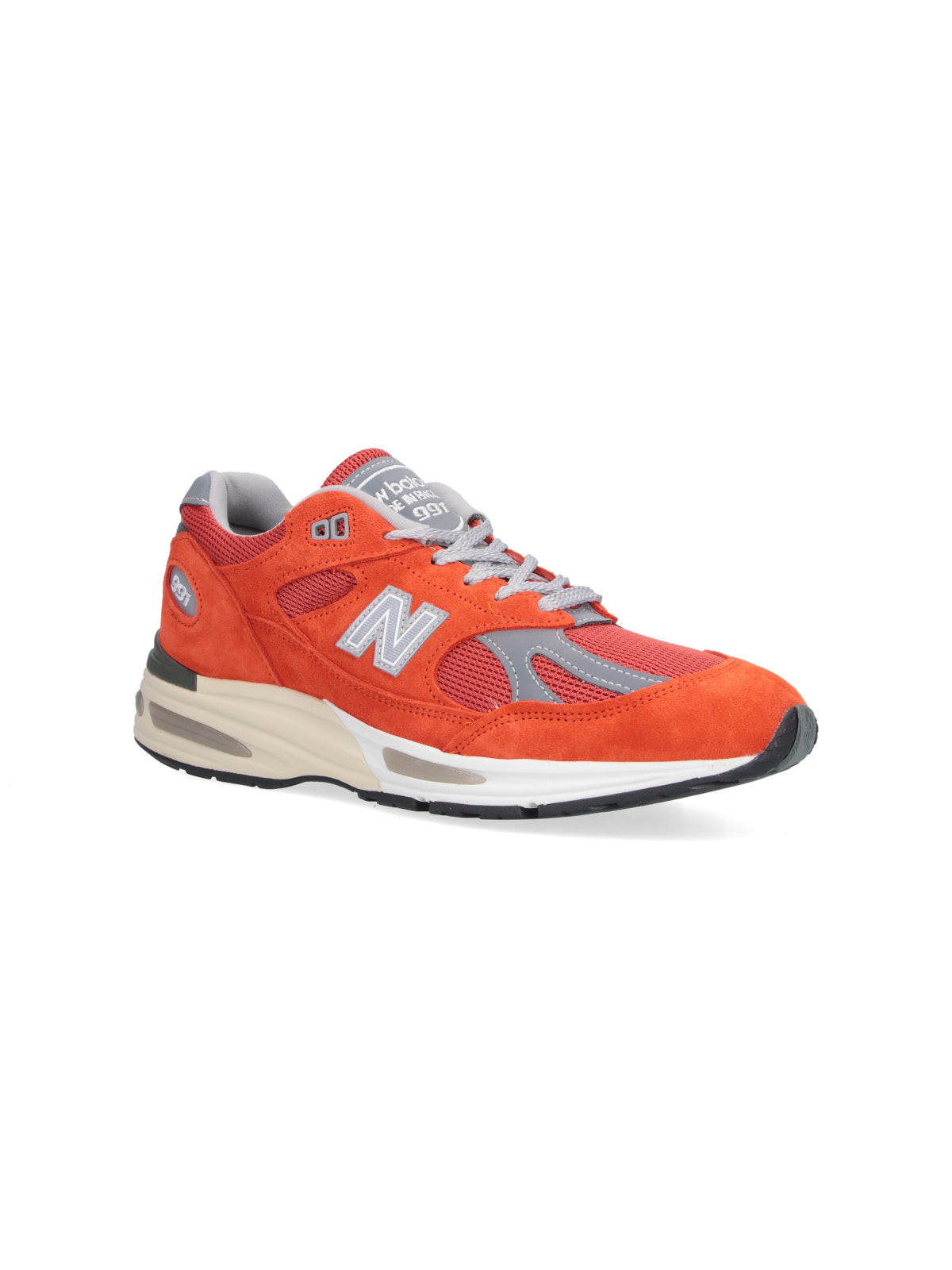Orange Suede Mesh Grey Accent Sneakers