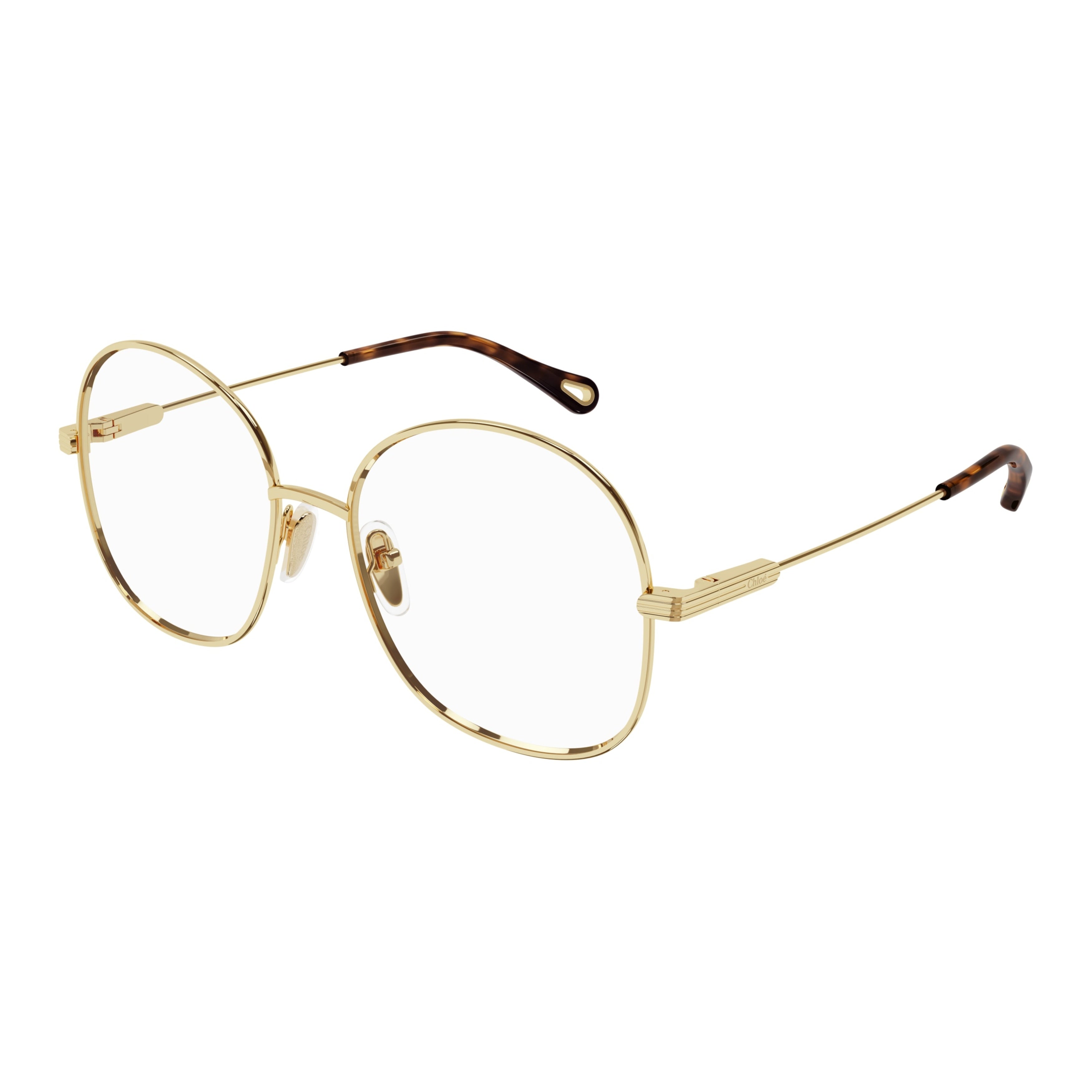 Ch0138o Polished Gold Round Metal Frame Eyeglasses