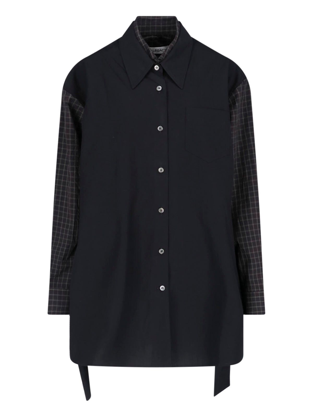 Black Layered Checkered Detail Shirt