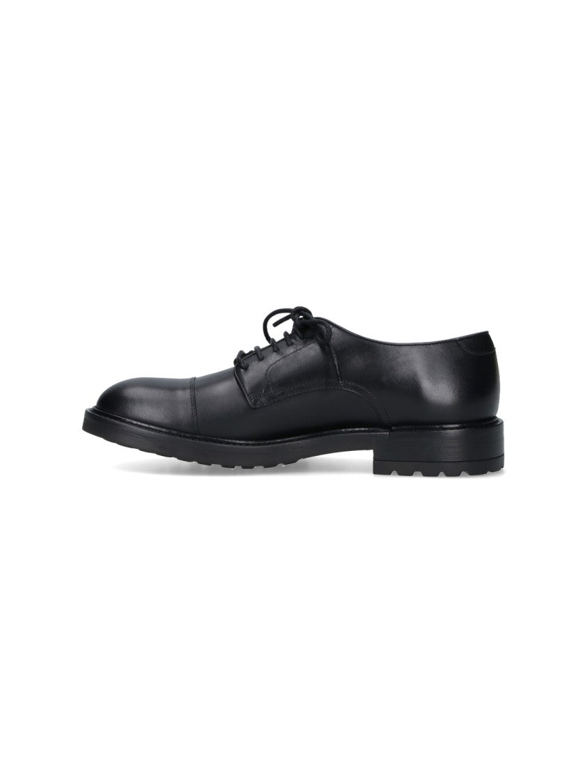 Polished Black Leather Lace-Up Shoes With Refined Detailing