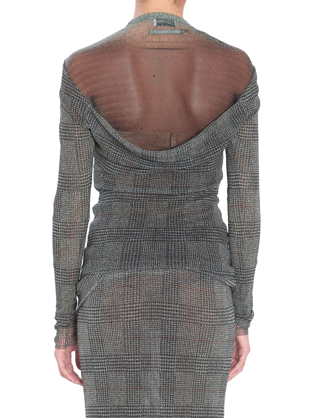 Grey Prince of Wales Check Long-Sleeved Top