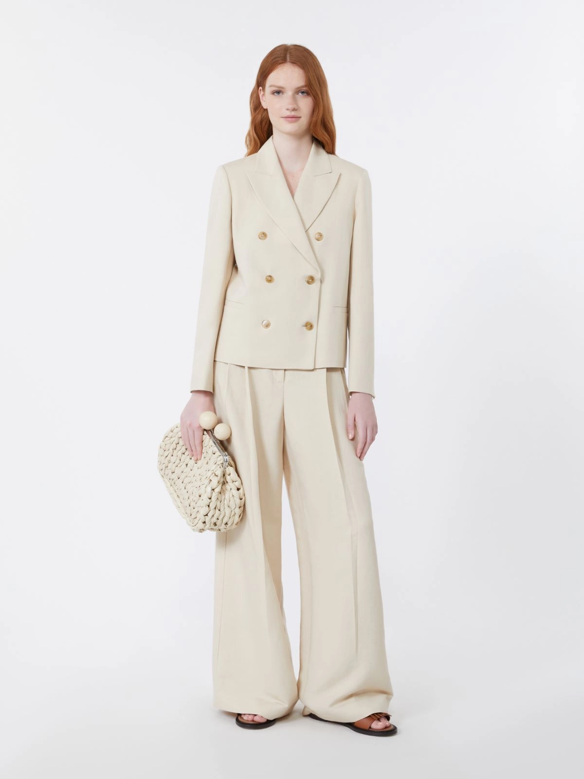 Pleated High-Waist Trousers with Wide-Leg Design