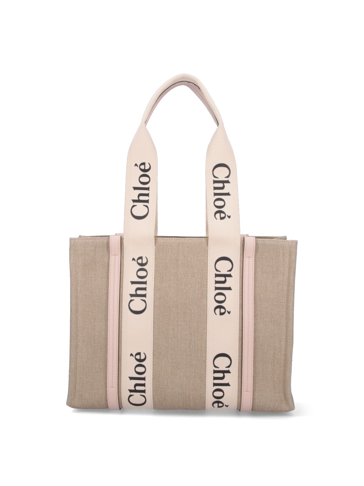 "Woody" Tote Bag, In Beige Linen