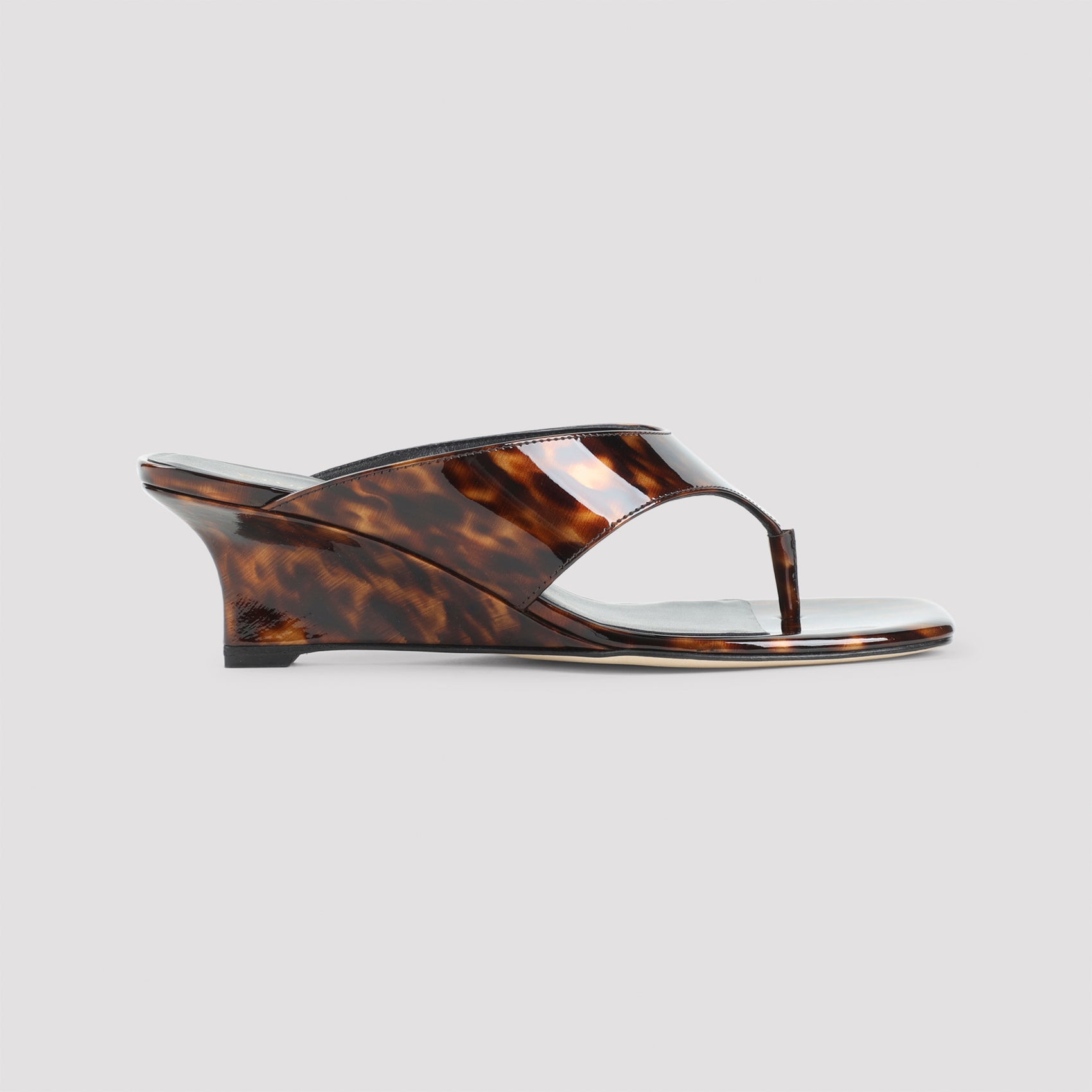 Wedge Sandals with Glossy Tortoiseshell Pattern