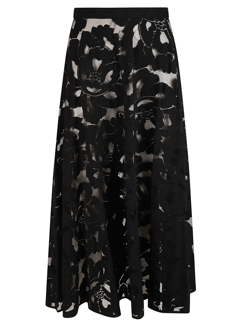 Floral Lace Overlay Skirt With Flowing Silhouette