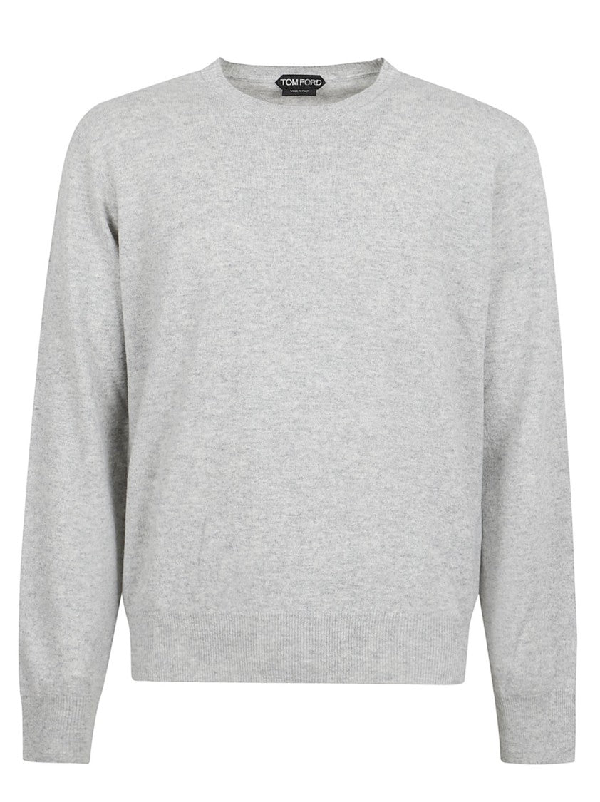 Light Grey Cashmere Crew Neck Sweater
