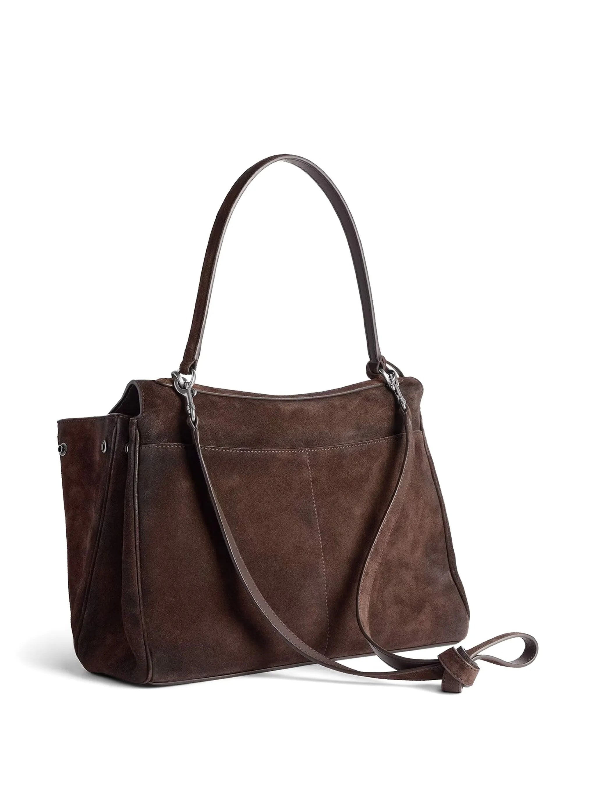 Dark Brown Rodeo Medium Suede Handbag