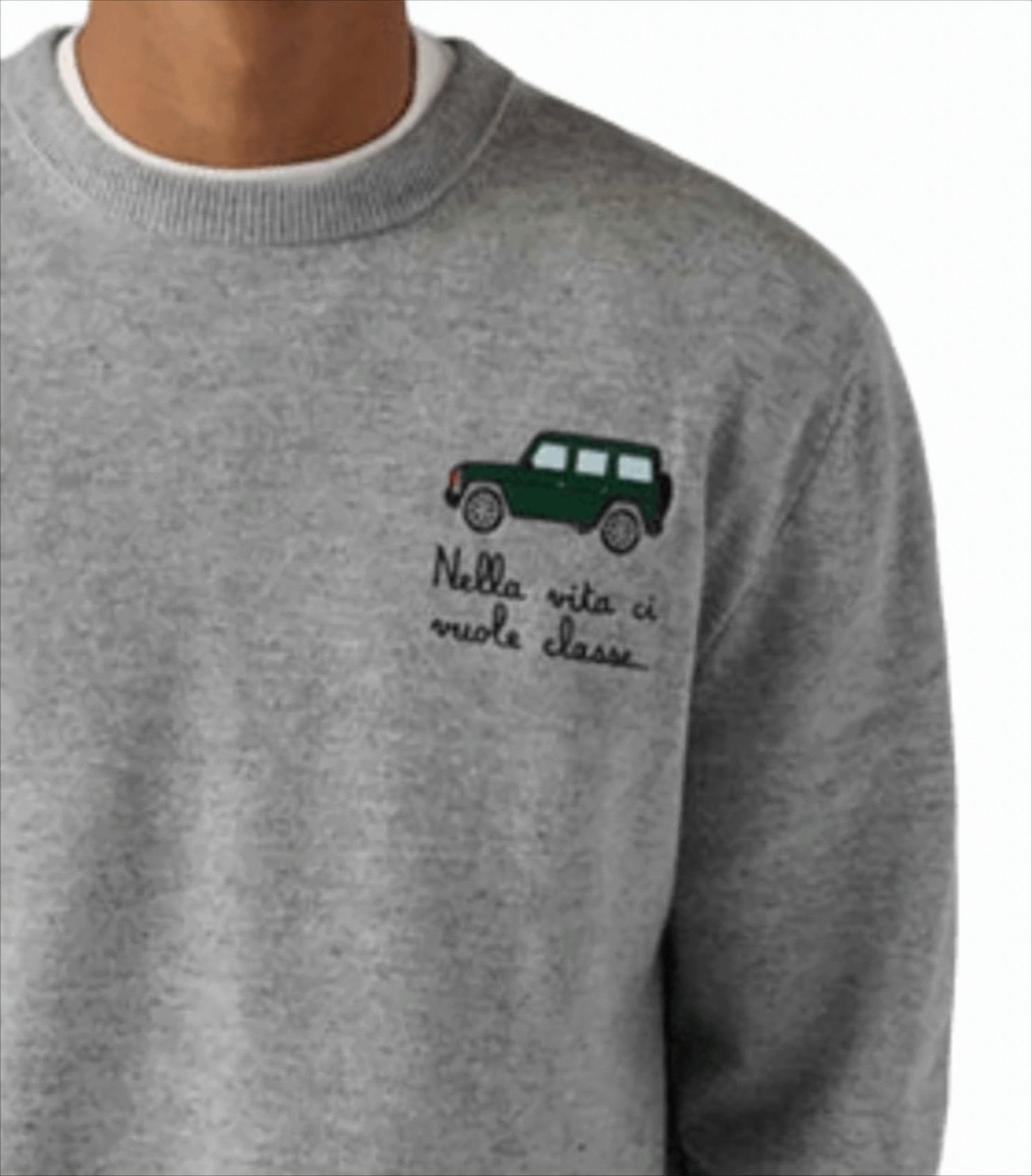 Light Grey Cashmere-Wool Blend Crewneck Sweater