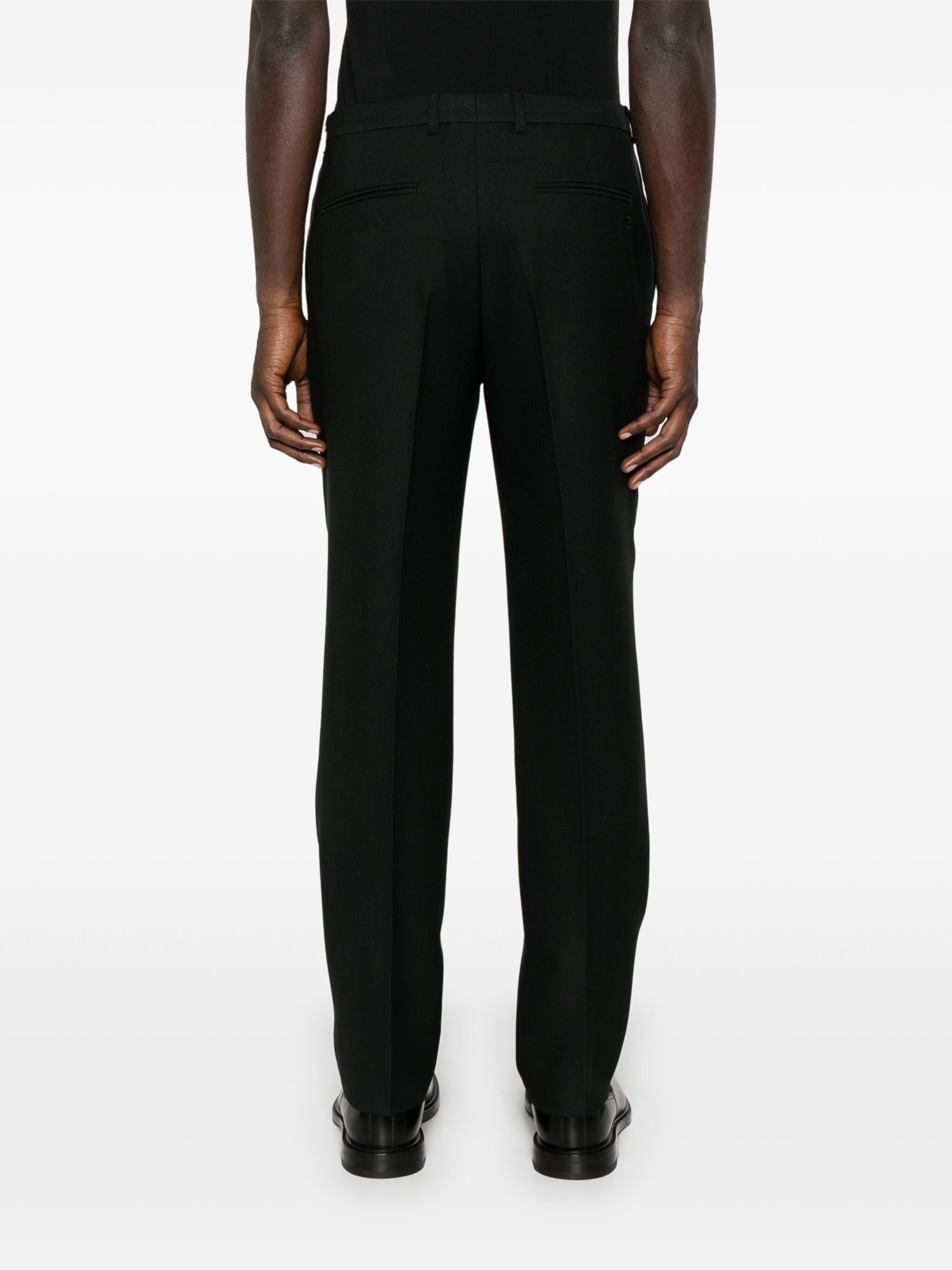 Black Fluid Straight-Leg Tailored Pants