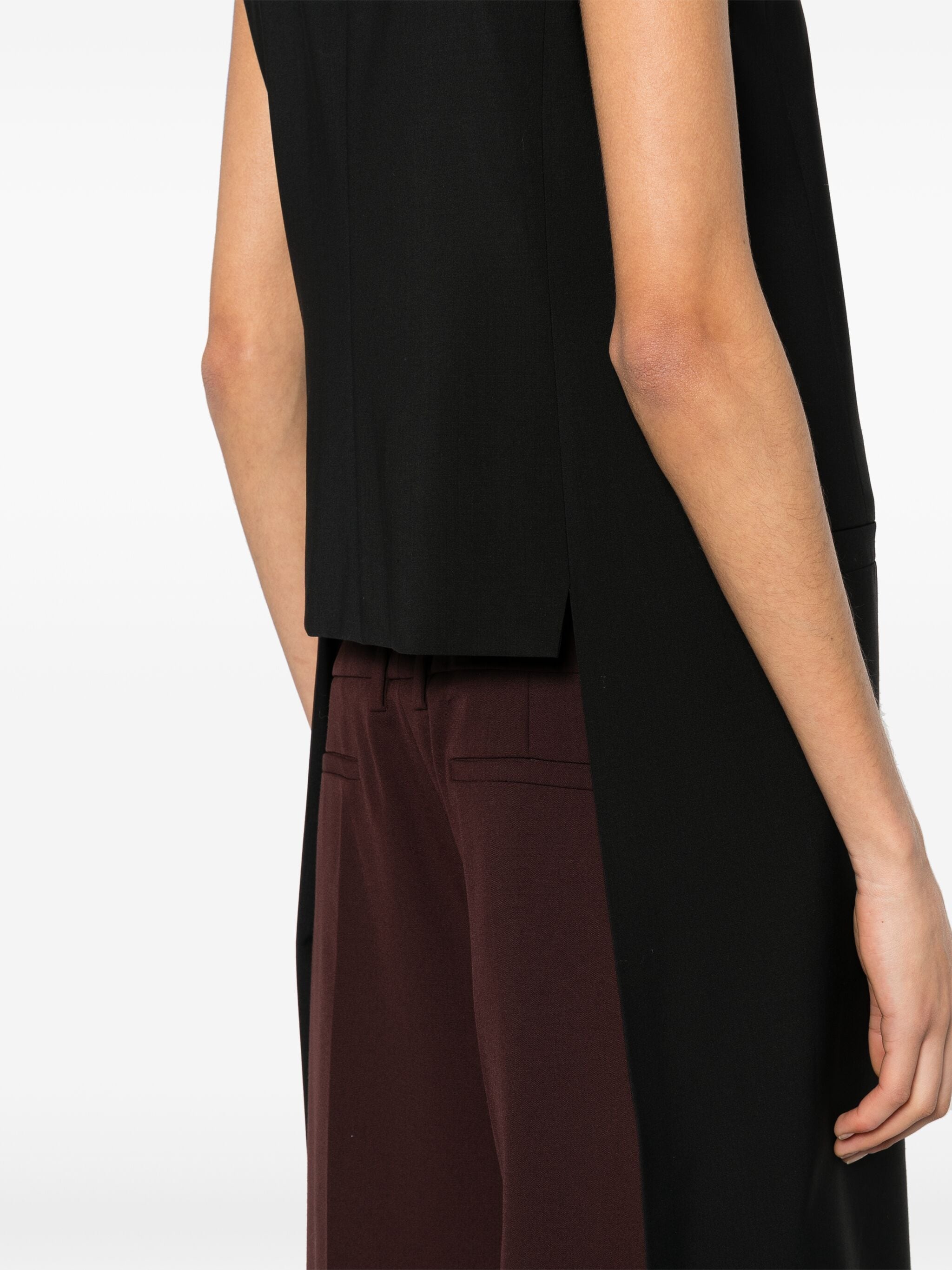 Black Gilet Sleeveless Long Wool Gilet