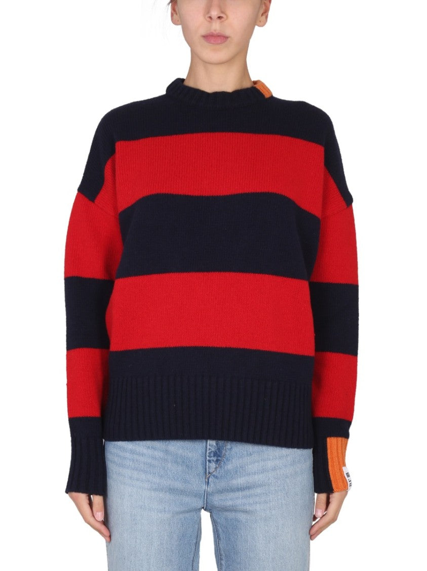 Cross-Neck Rugby Shirt With Horizontal Stripes
