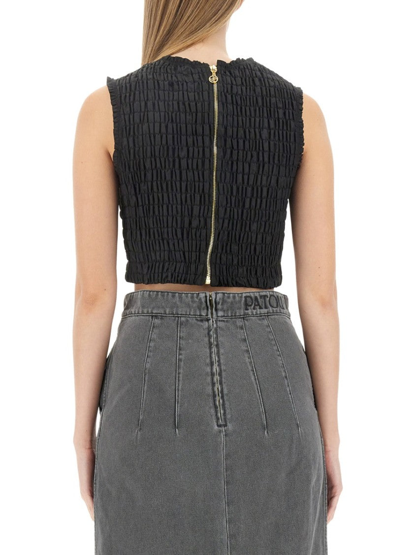 Textured Crinkled Cropped Top