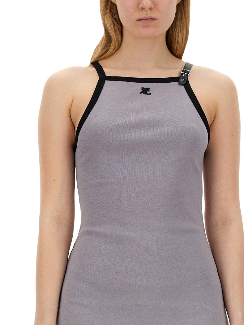 Racerback Mini Dress With Contrasting Straps And Logo Detail