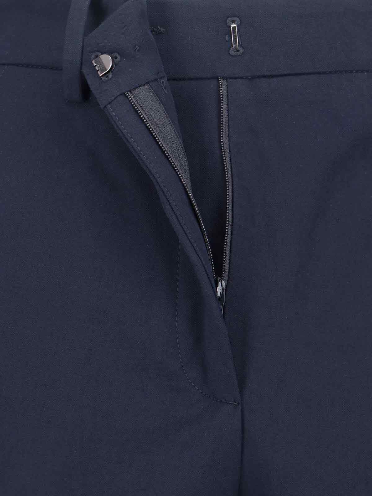 Navy Cotton Pants With Mid-Rise Waist