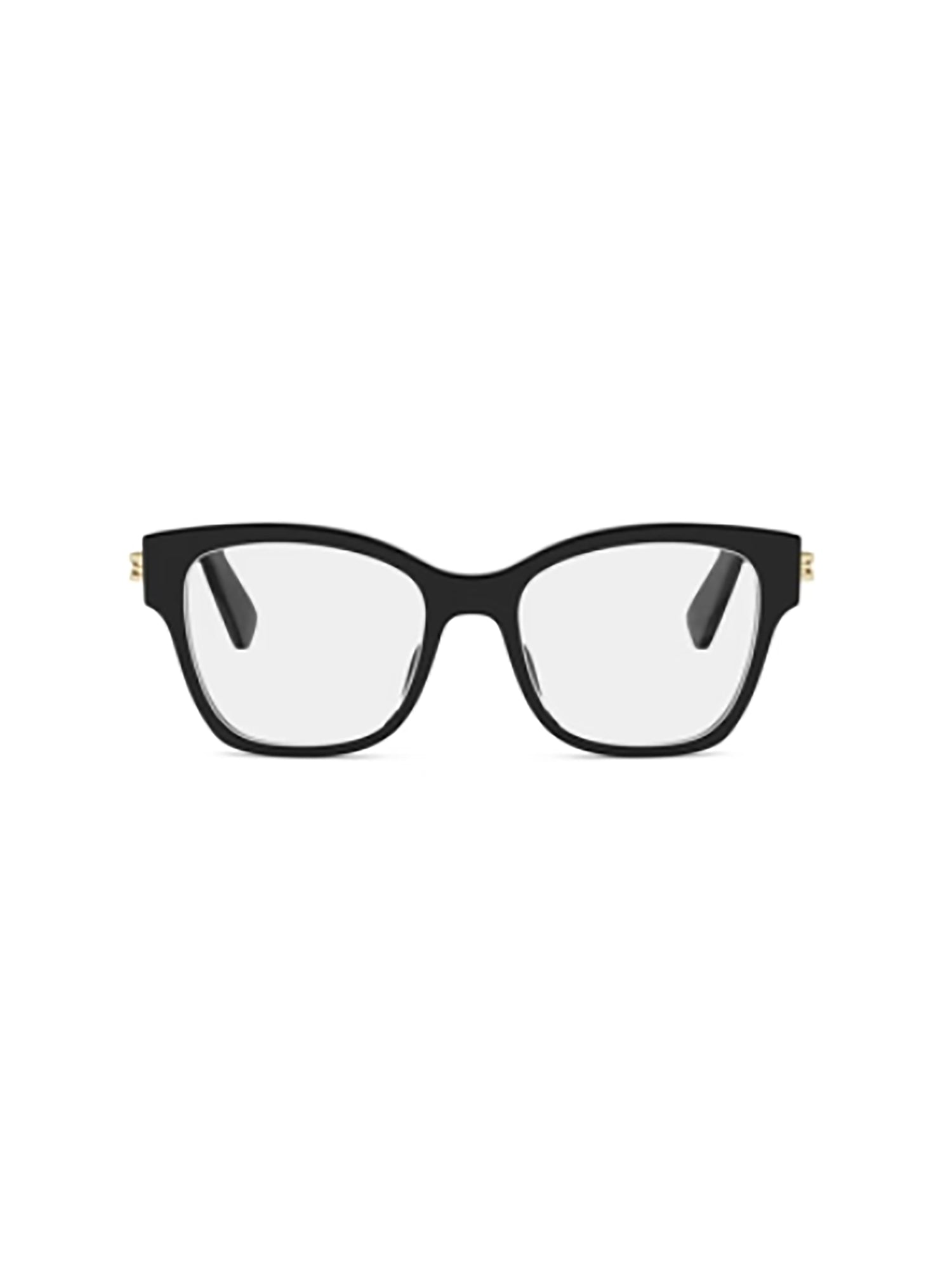 Rectangular Black Eyeglasses with Gold Accents
