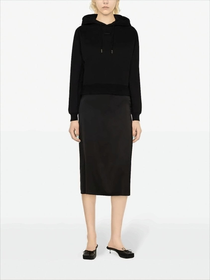 Cropped Drawstring Hoodie with Minimalist Design