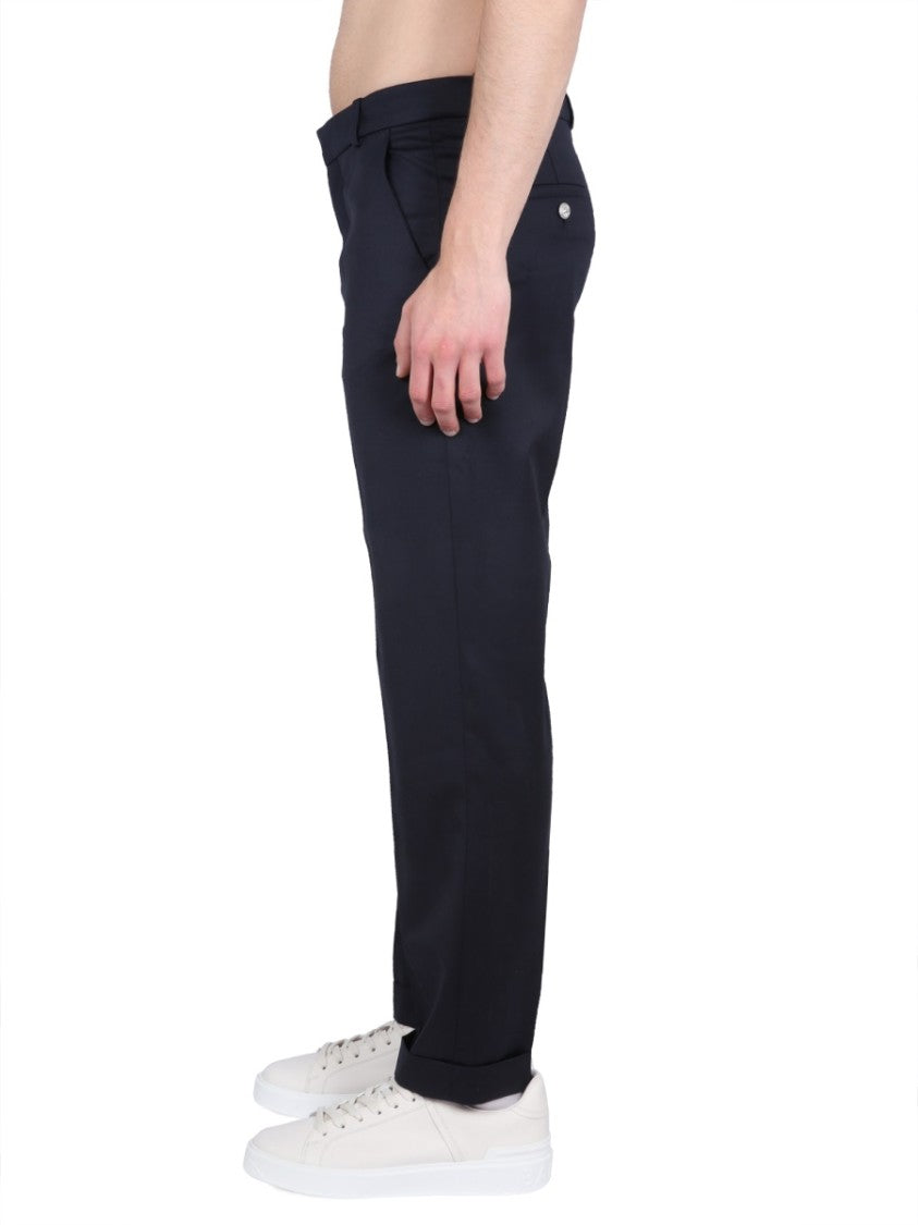 Black Wool Straight Leg Pants
