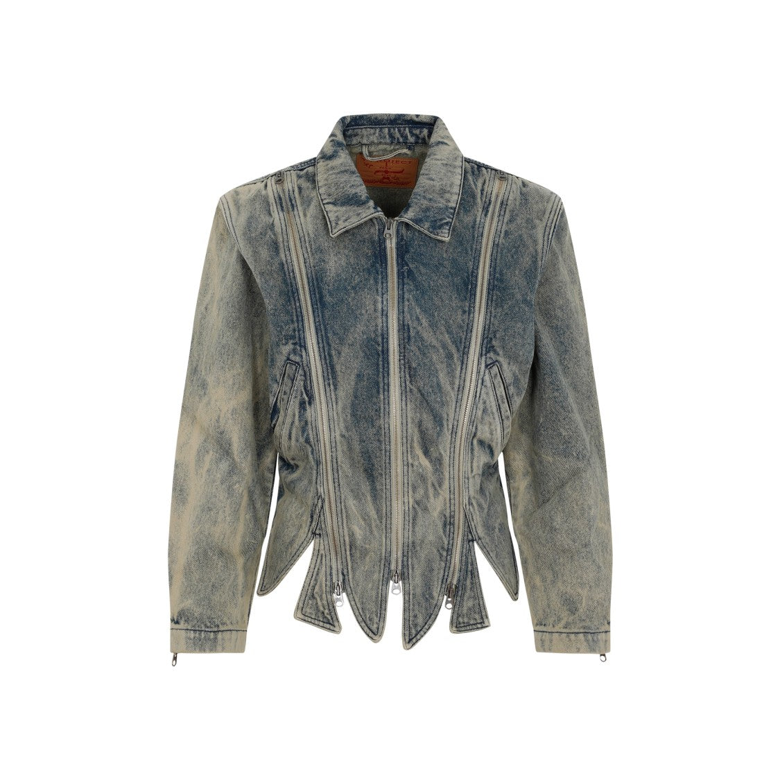 Vintage Beige Tudor Zip Denim Jacket