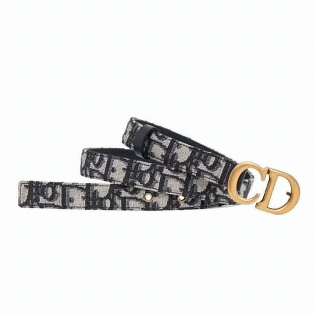 Slim Monogram Fabric Belt with Gold-tone CD Buckle