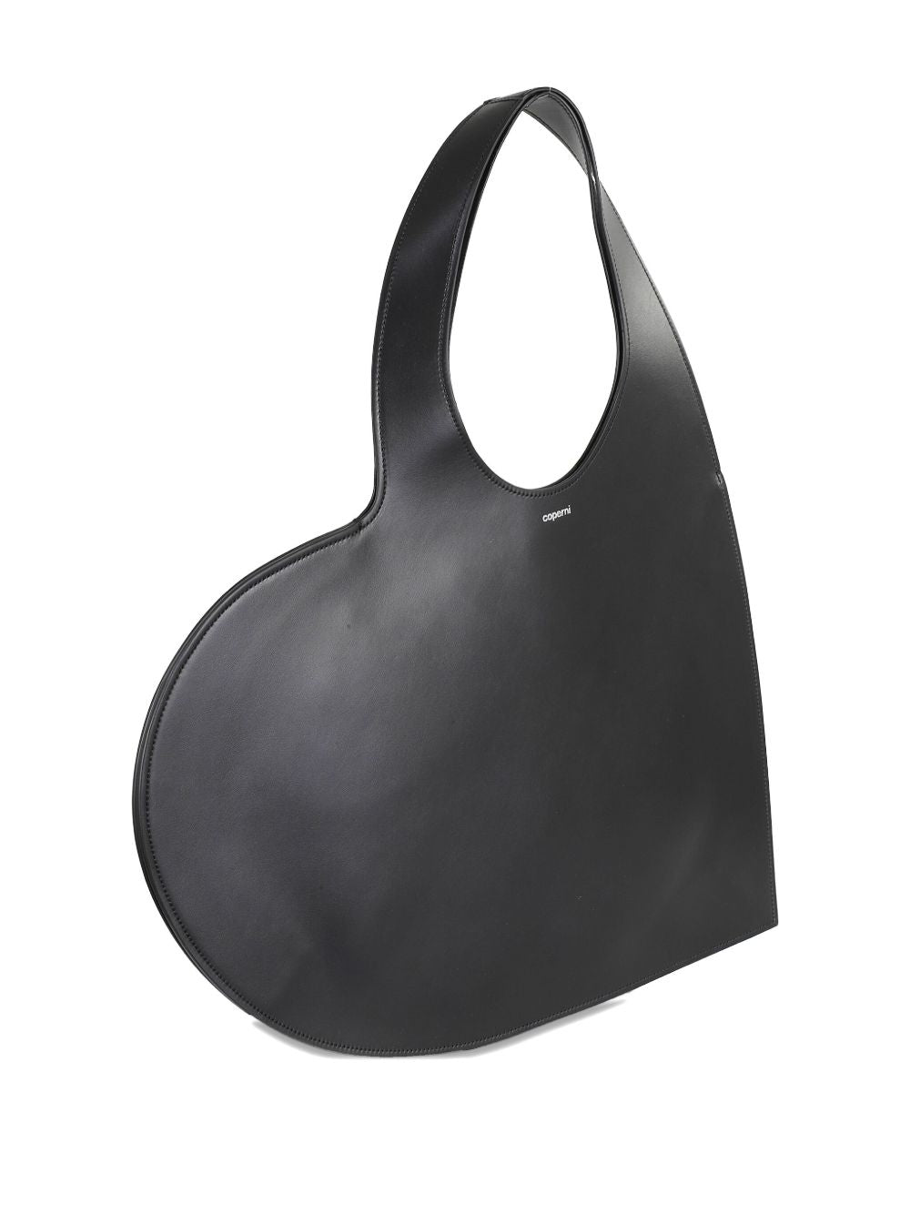 Double Heart Handbag In Smooth Black Leather