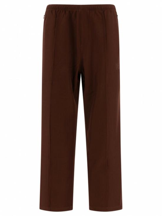 Relaxed Fit Brown Joggers With Elastic Waistband And Seam Detailing