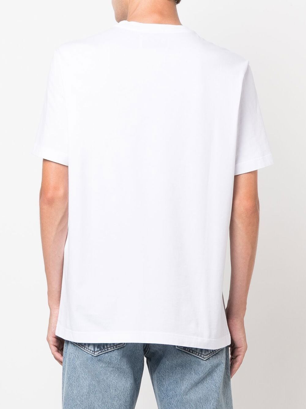 White Short-Sleeve T-Shirt in Silk-Nylon Blend