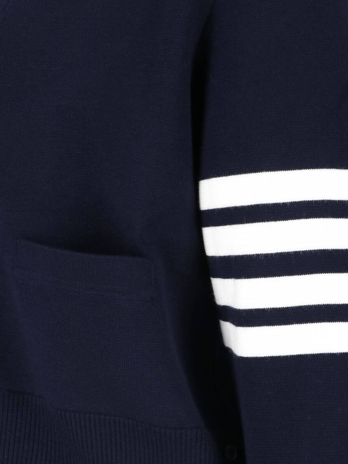 Cropped Cardigan Sweater with V-Neck and Striped Accents