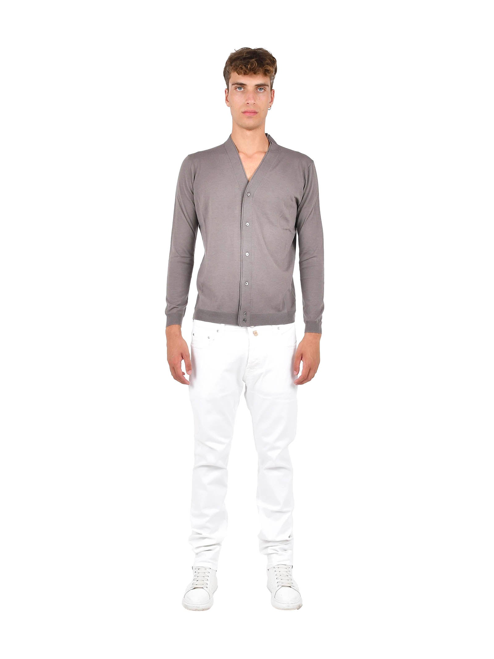 Double-Collar Cardigan In Merino Wool