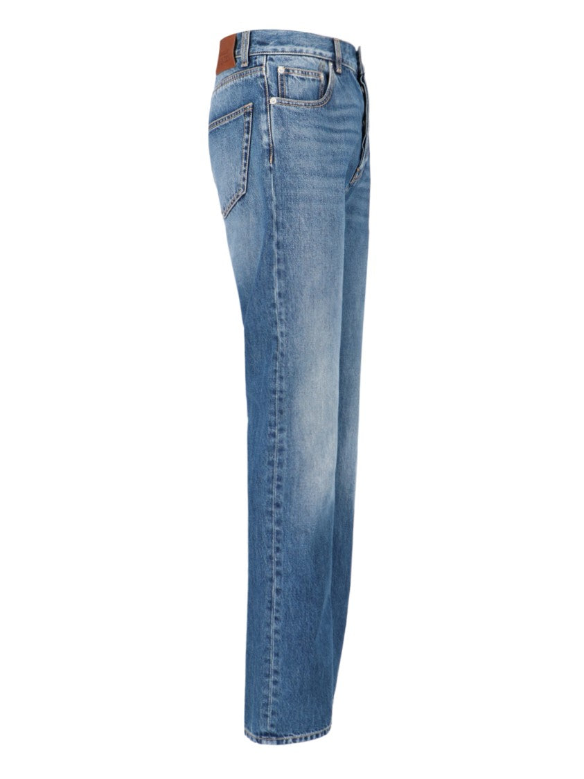 Straight Jeans In Blue Denim Worn Wash