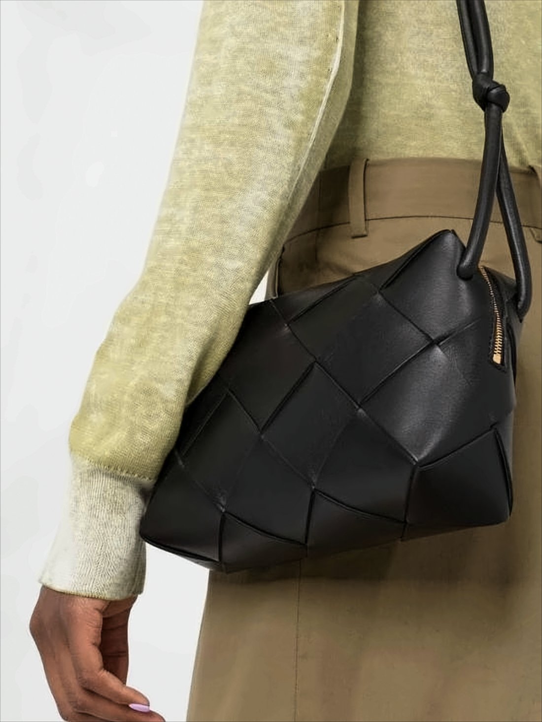 Rectangular Padded Lambskin Shoulder Bag